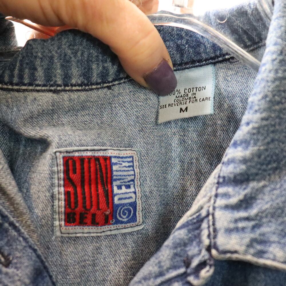 Vintage Sunbelt Denim Button Front Midi Dress | 90s Cottagecore Grunge | Size M - Picture 6 of 6